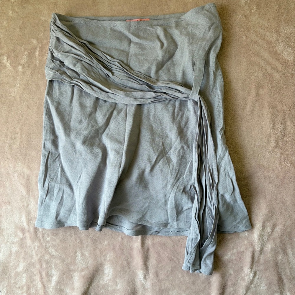 Verge Girl Blue Grey Draped Tie Front Mini Skirt V200592 Women Size 8 NWT